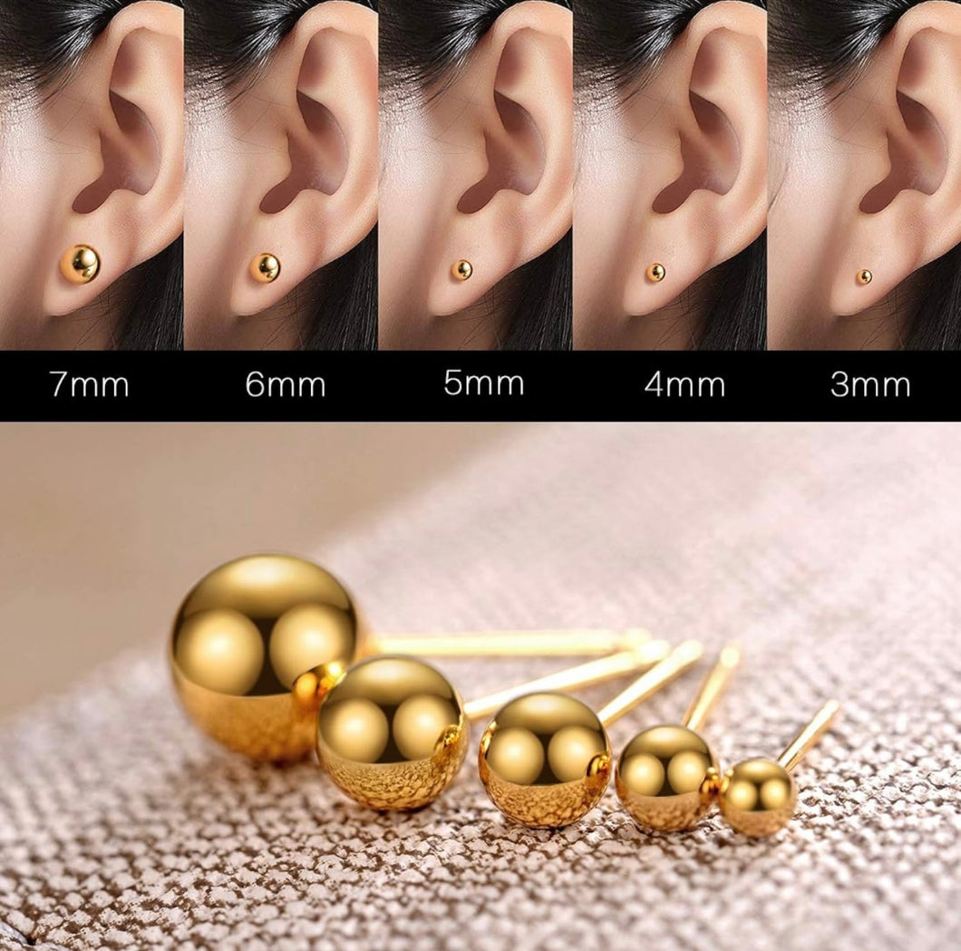 14K Gold Earring studs Ball