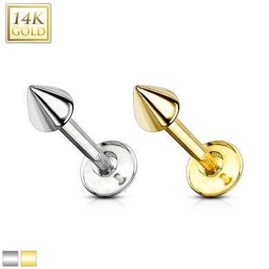 14K Solid Yellow/White gold Labret/Monroe 3MM spike