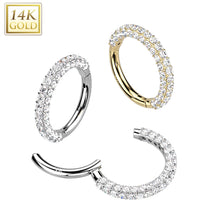 Load image into Gallery viewer, 14K Gold Hinged Segment Ring With CZ Paved on Front and Sides of Hoop