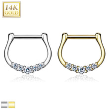 Load image into Gallery viewer, Five CZ Paved 14Kt Gold Septum Clicker