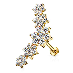 Five double tiered flowers cartilage earring stud