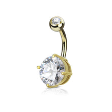 Load image into Gallery viewer, Double gemmed solitaire round belly ring