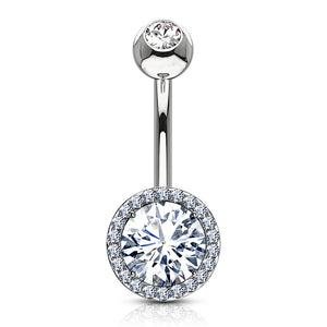 Round prong set belly ring