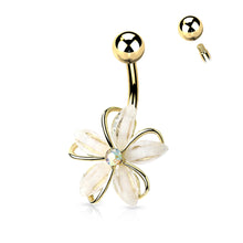 Load image into Gallery viewer, Center wire set white flower belly ring