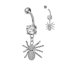 Load image into Gallery viewer, Spider dangle belly ring