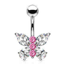 Load image into Gallery viewer, Two tone butterfly navel belly ring