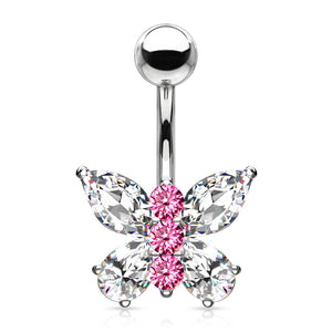 Two tone butterfly navel belly ring