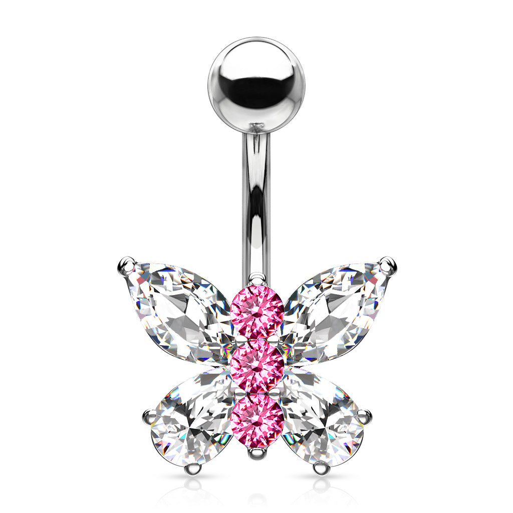 Two tone butterfly navel belly ring