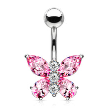 Load image into Gallery viewer, Two tone butterfly navel belly ring