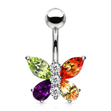 Load image into Gallery viewer, Two tone butterfly navel belly ring