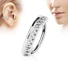 Load image into Gallery viewer, Paved half circle nose, cartilage hoop ring