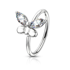 Butterfly bendable nose, cartilage hoop ring