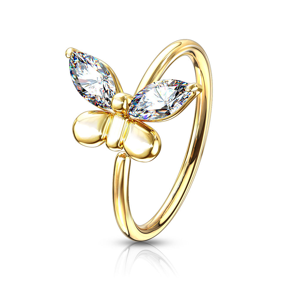 Butterfly bendable nose, cartilage hoop ring