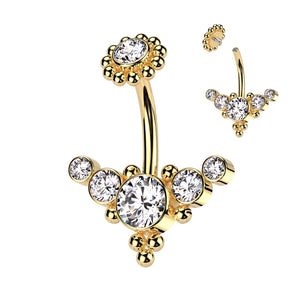 Triangle bezel set belly ring