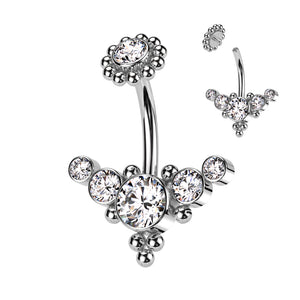 Triangle bezel set belly ring