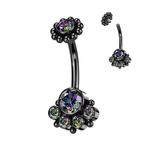 Round bezel set belly ring