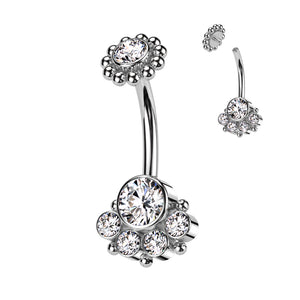 Round bezel set belly ring