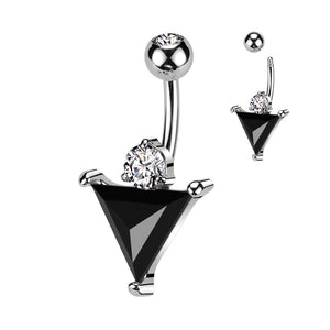 Black triangle belly ring