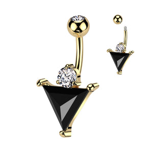 Black triangle belly ring