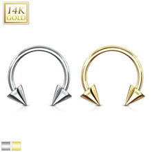 Load image into Gallery viewer, 14K Solid Yellow/White gold Horseshoe Spikes