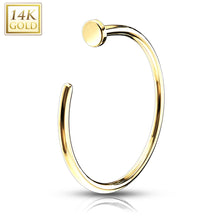 Load image into Gallery viewer, 14k solid white/yellow gold nose hoop with stopper