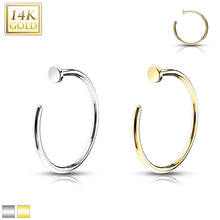 Load image into Gallery viewer, 14k solid white/yellow gold nose hoop with stopper