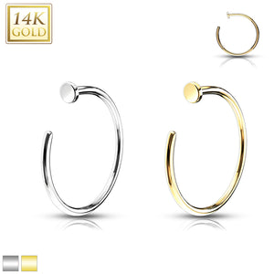 14k solid white/yellow gold nose hoop with stopper