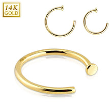 Load image into Gallery viewer, 14k solid white/yellow gold nose hoop with stopper