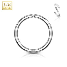 Load image into Gallery viewer, 14k solid white/yellow gold continues hoop for Ear Cartilage, Septum, Eyebrow, Nose and more