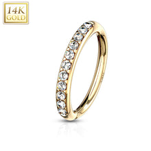 Load image into Gallery viewer, 14k white/yellow gold cz paved bendable hoop for nose, ear cartilage and more