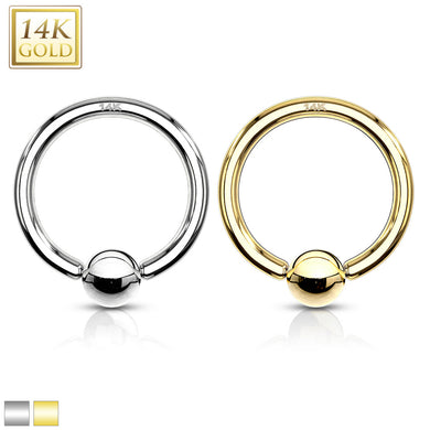 14K Solid Yellow/White gold Captive bead ring