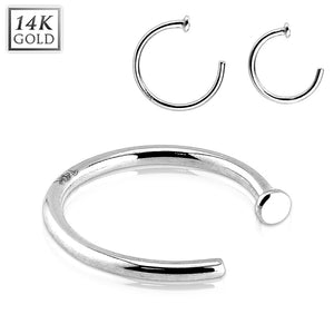 14k solid white/yellow gold nose hoop with stopper