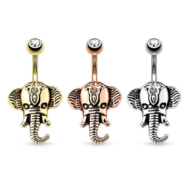 316L Surgical Steel Belly Ring with Elephant