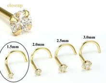 Load image into Gallery viewer, 14k solid white/yellow gold hook in 20G 1.5mm/2.0mm/2.5mm/3.0mm CZ AAA quality