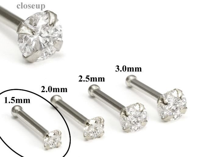 14k solid white/yellow gold nose stud in 20G 1.5mm/2.0mm/2.5mm/3.0mm CZ AAA quality